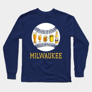 Vintage Milwaukee Baseball Brewery And Beers For Game Day Long Sleeve T-Shirt